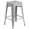 Flash Furniture 24&#x22; Silver High Backless Outdoor Counter Height Stool with Square Seat